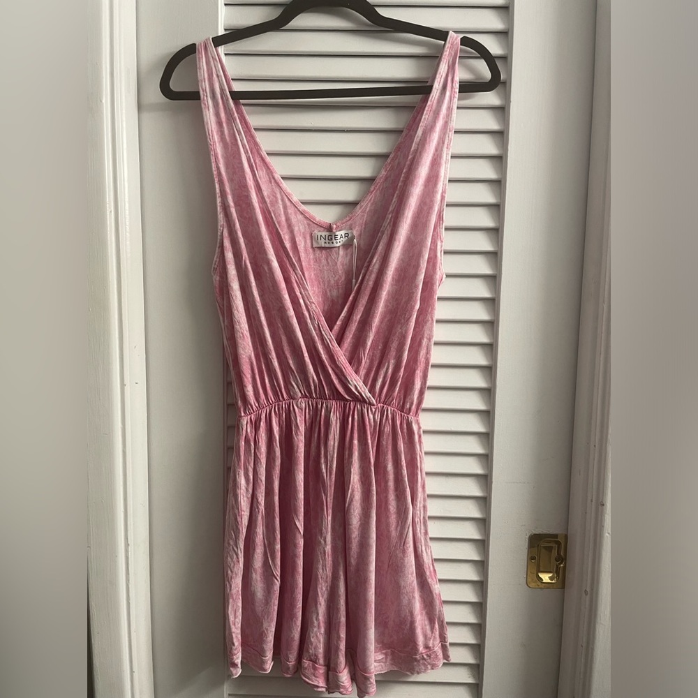 Ingear Pink and White Swim Coverup with Blouson Style